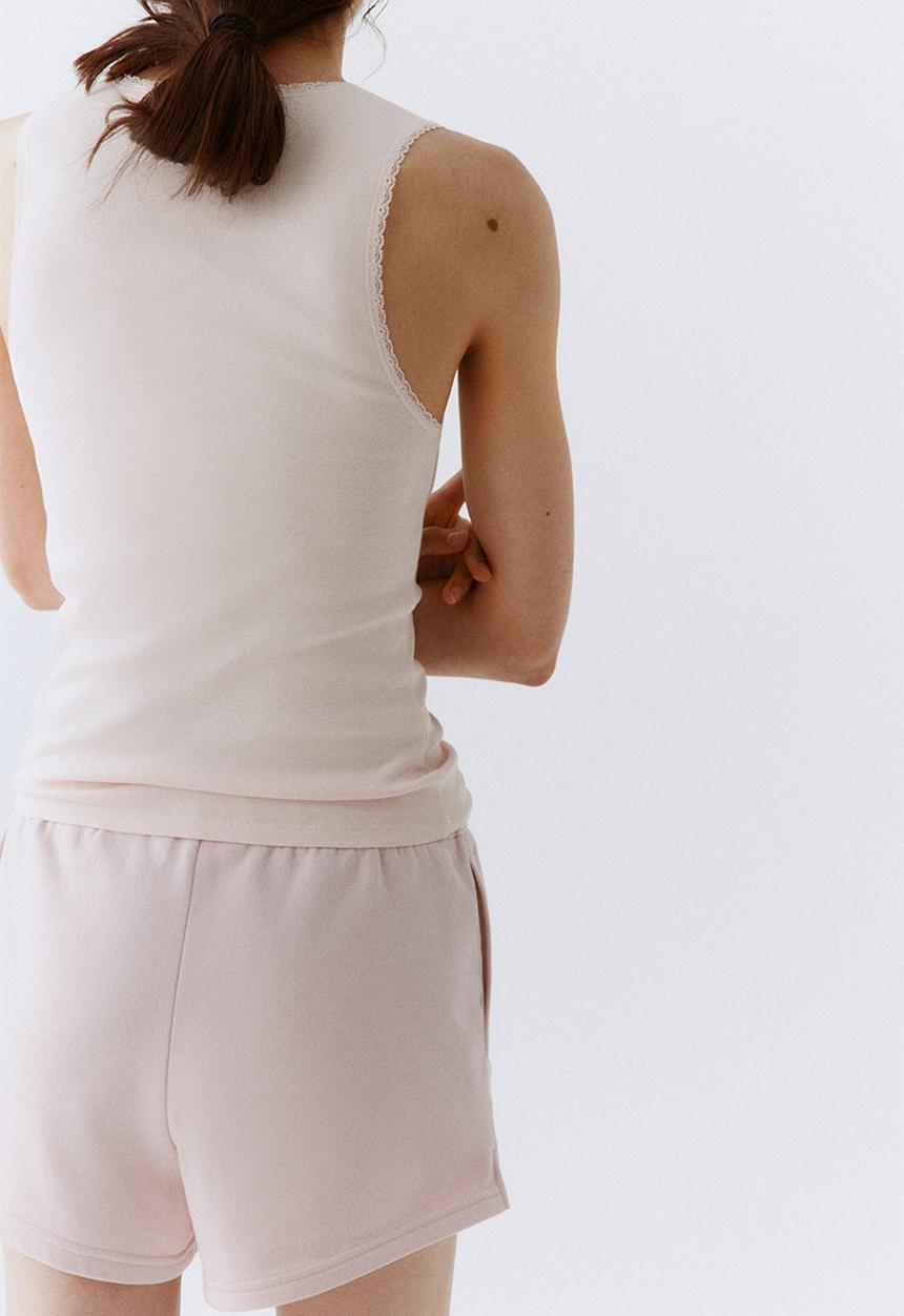 H&M - Lace-trimmed vest top - light pink