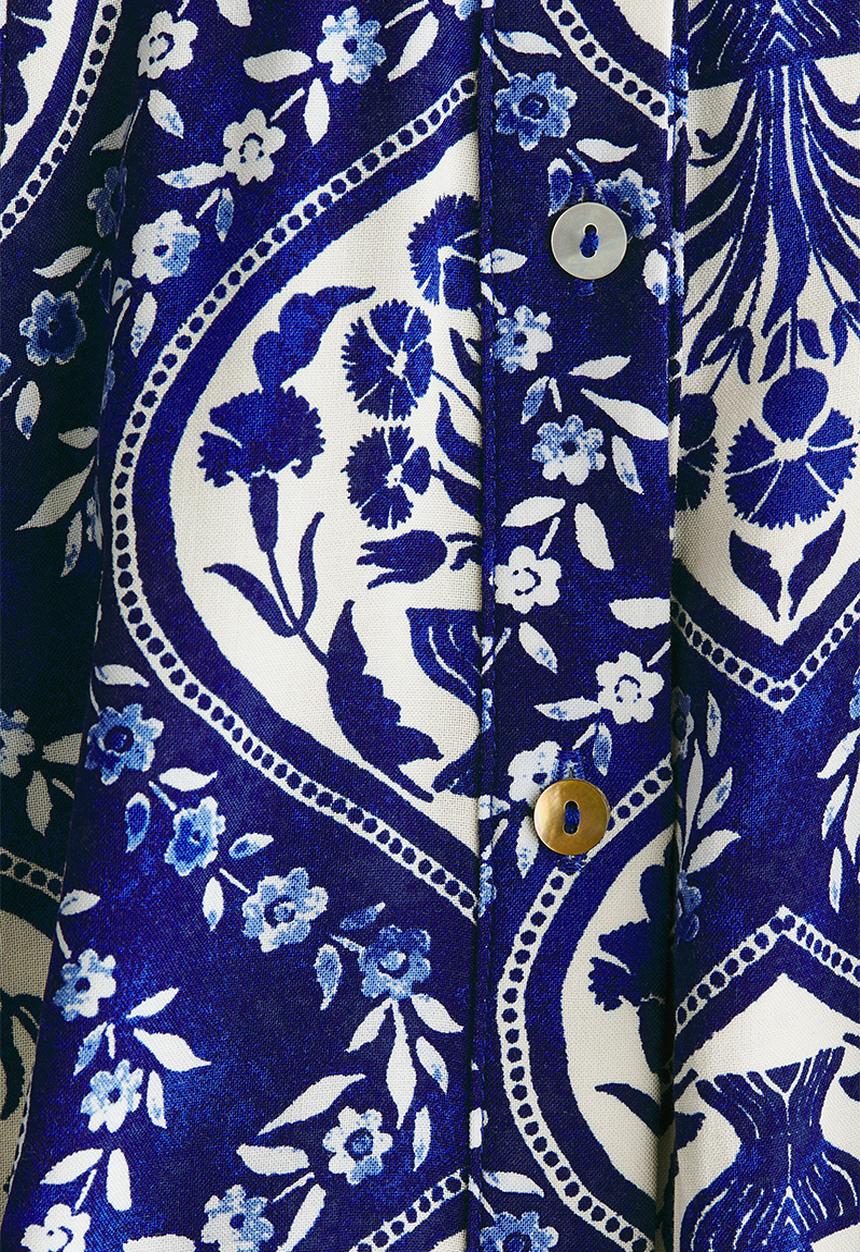 H&M - Tie-belt shirt dress - blue/white patterned