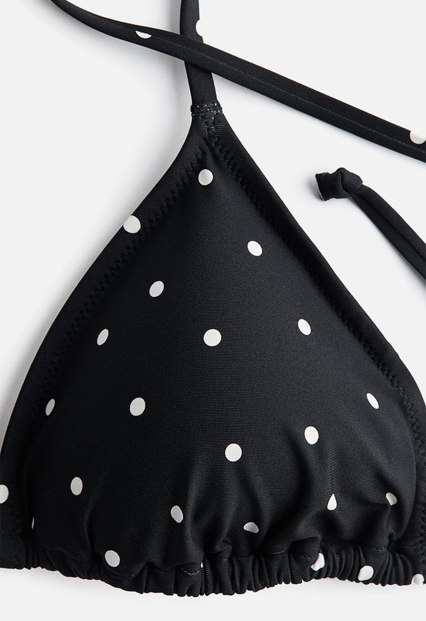 H&M - Padded triangle bikini top - black/polka dot