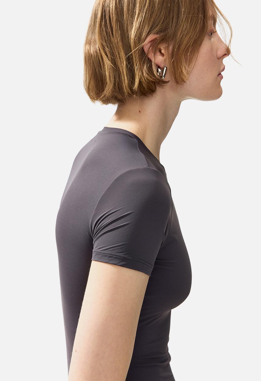 H&M - Short-sleeved microfibre body - dark grey