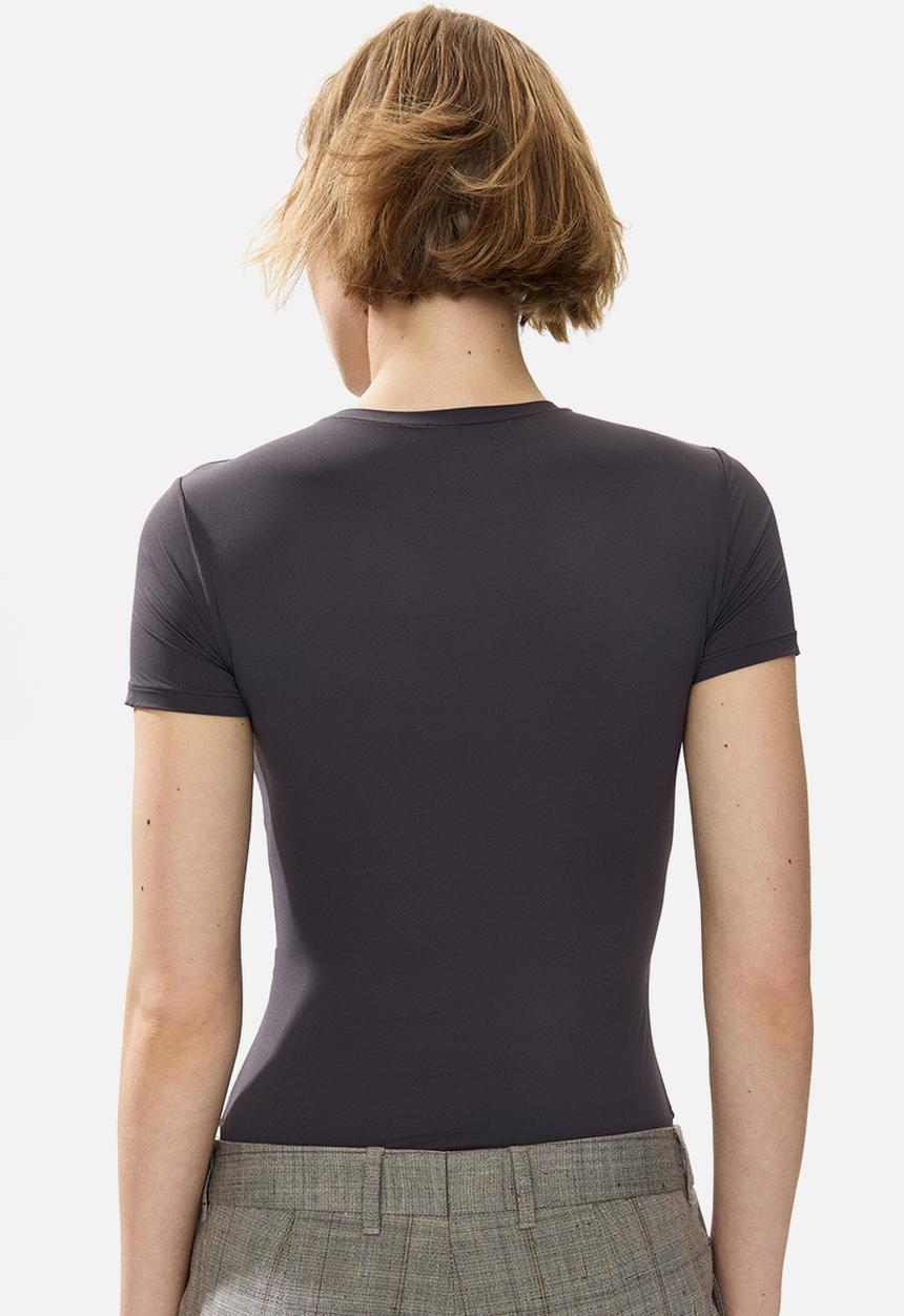H&M - Short-sleeved microfibre body - dark grey