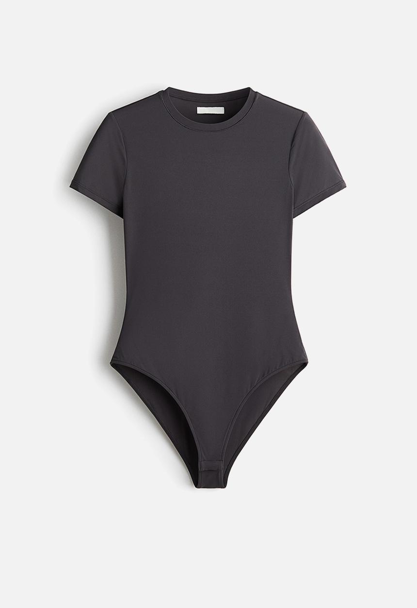 H&M - Short-sleeved microfibre body - dark grey