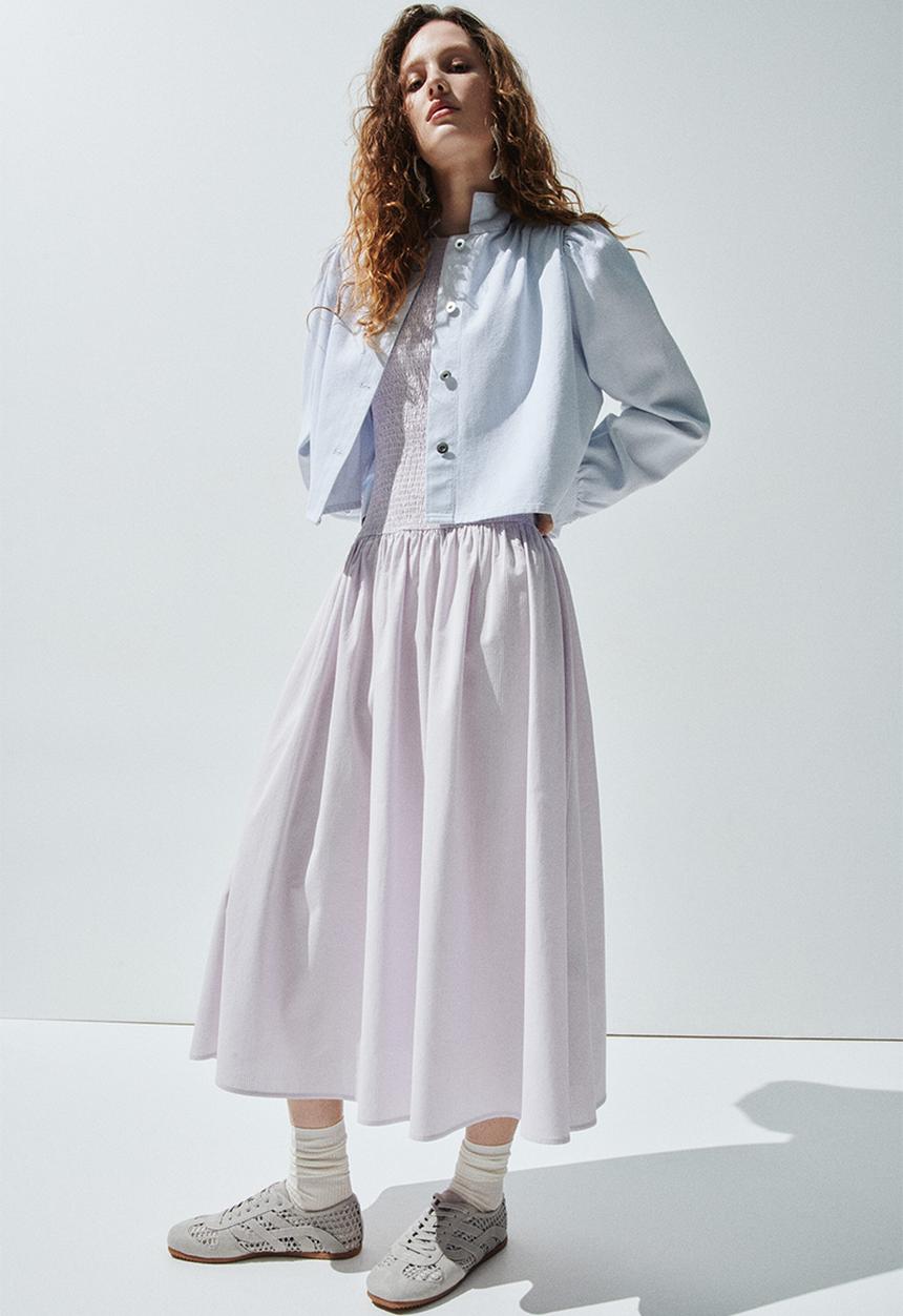 H&M - Smocked seersucker dress - light purple