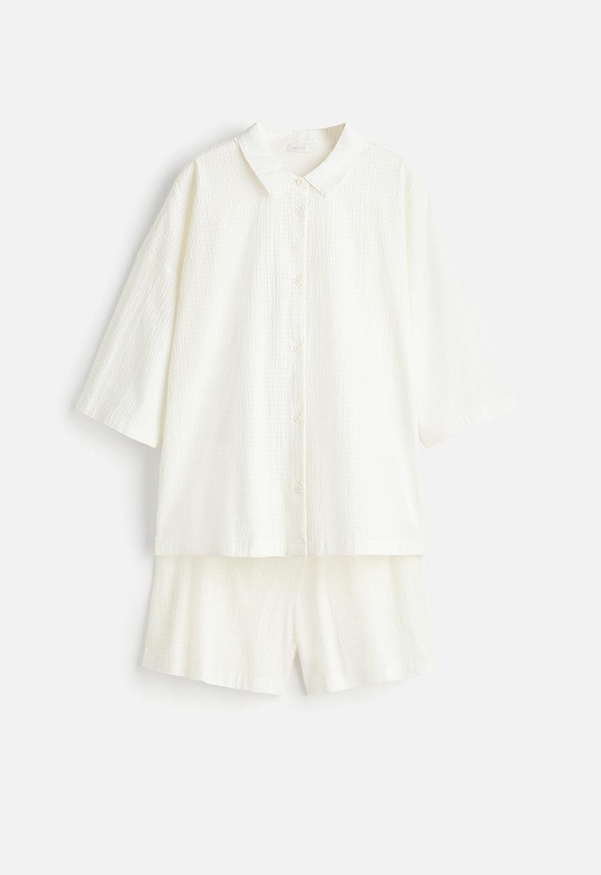 H&M - Cotton seersucker pyjamas - white