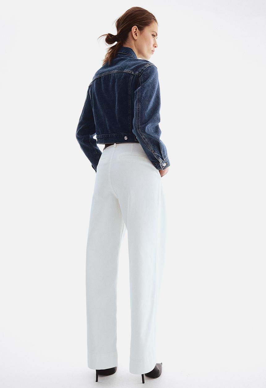 H&M - Wide belted twill trousers - white