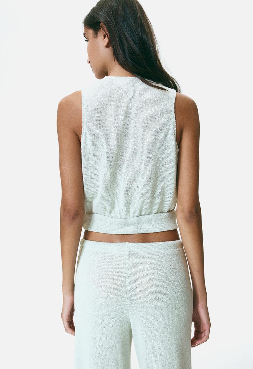 H&M - Knitted wrap top - light dusty green