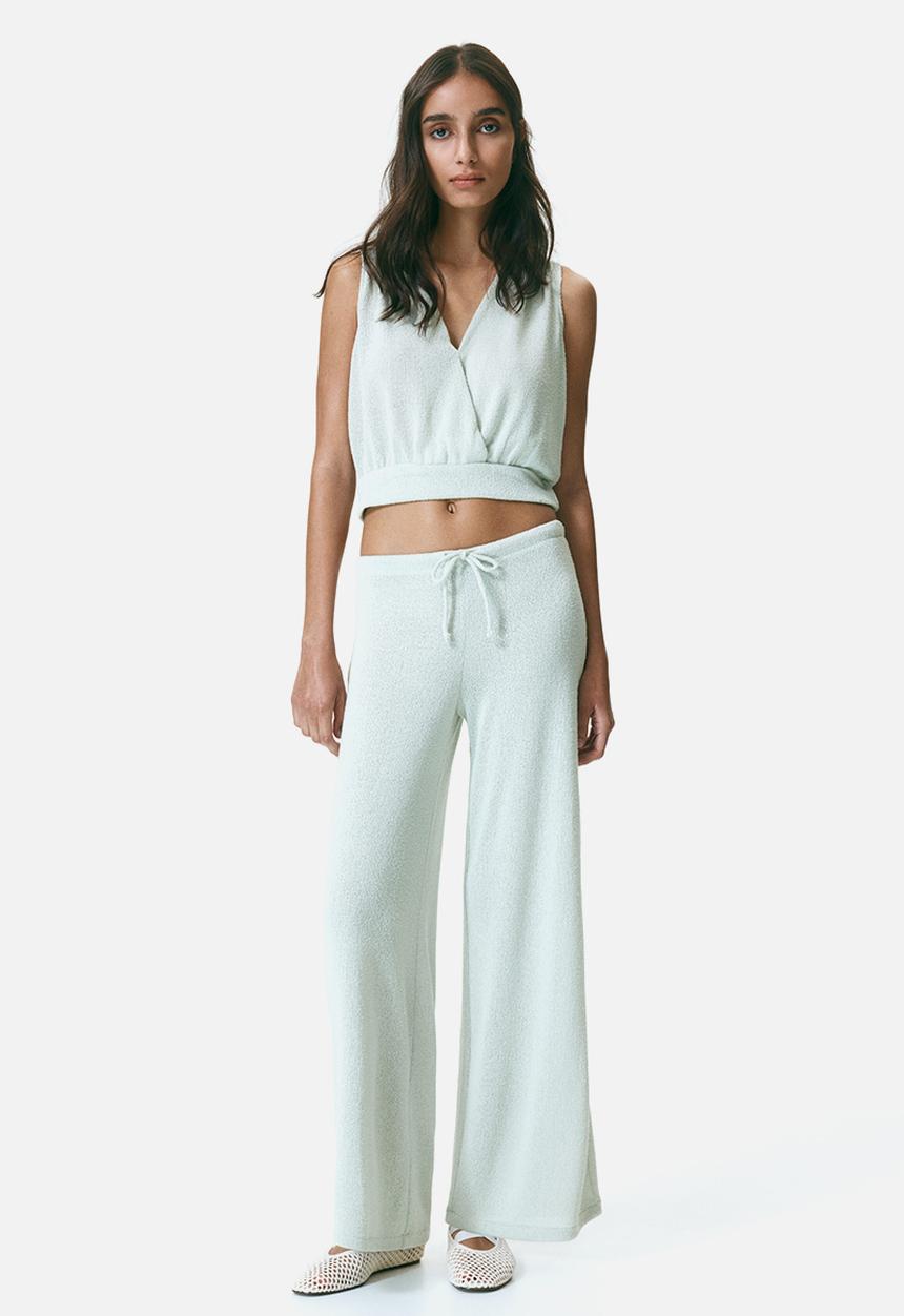 H&M - Knitted wrap top - light dusty green