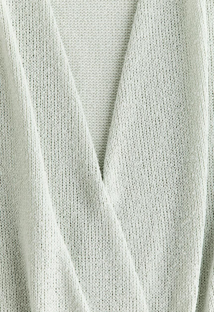 H&M - Knitted wrap top - light dusty green