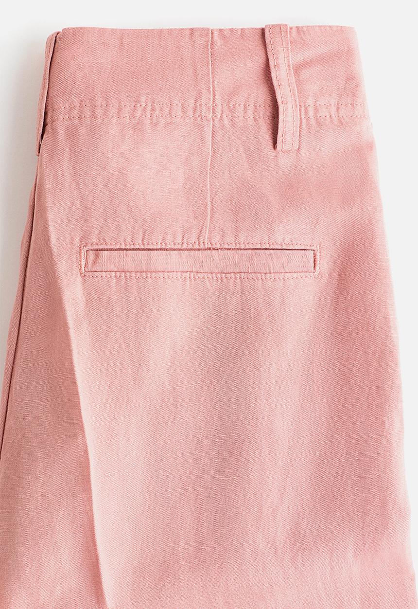 H&M - Tapered linen-blend trousers - dusty pink