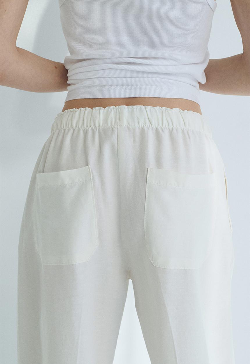 H&M - Linen-blend drawstring trousers - white