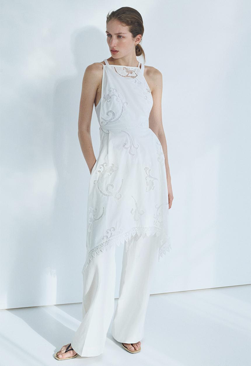 H&M - Linen-blend drawstring trousers - white