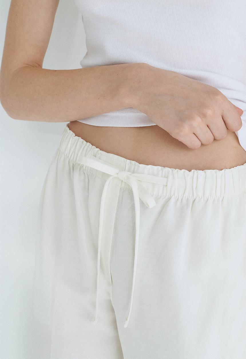 H&M - Linen-blend drawstring trousers - white