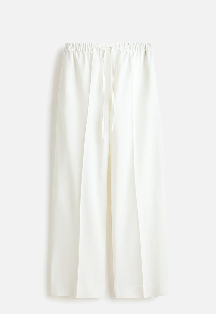 H&M - Linen-blend drawstring trousers - white