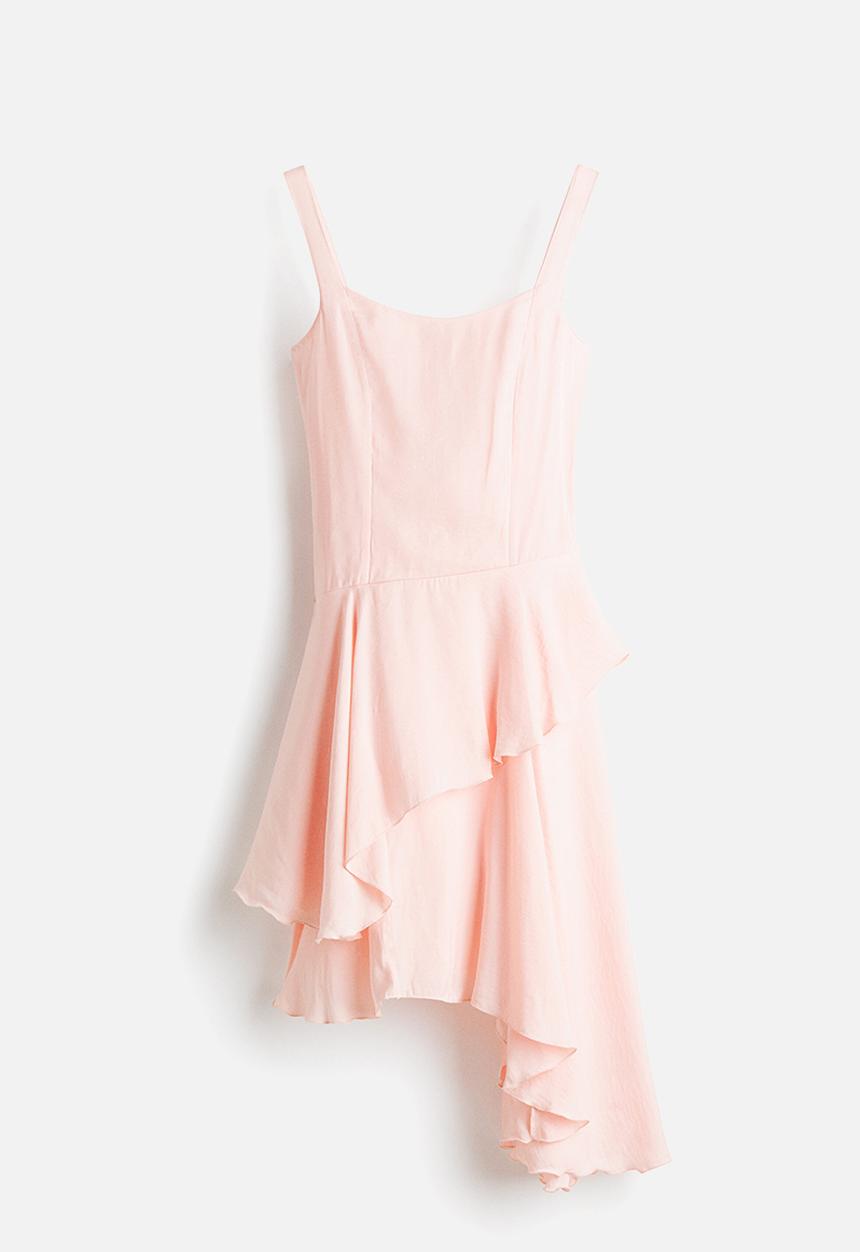 H&M - Asymmetric tiered dress - light pink