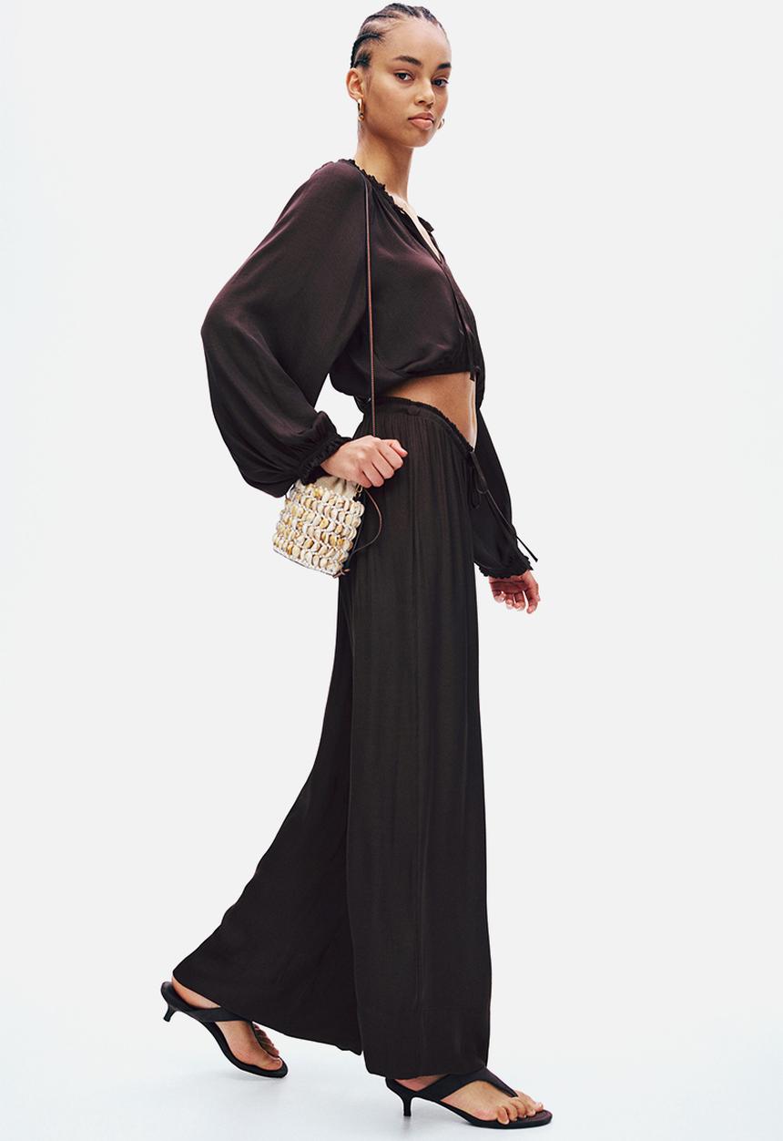 H&M - Wide drawstring trousers - dark brown