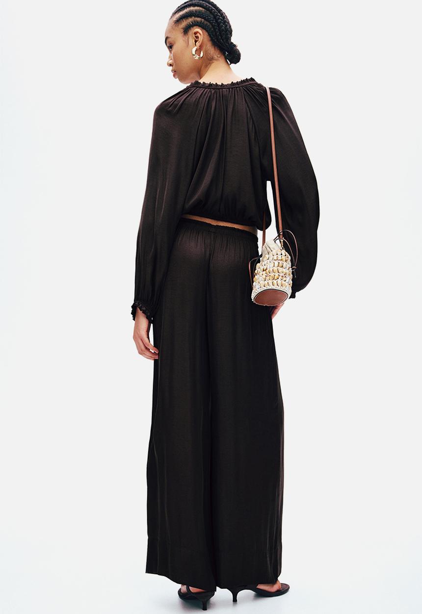 H&M - Wide drawstring trousers - dark brown