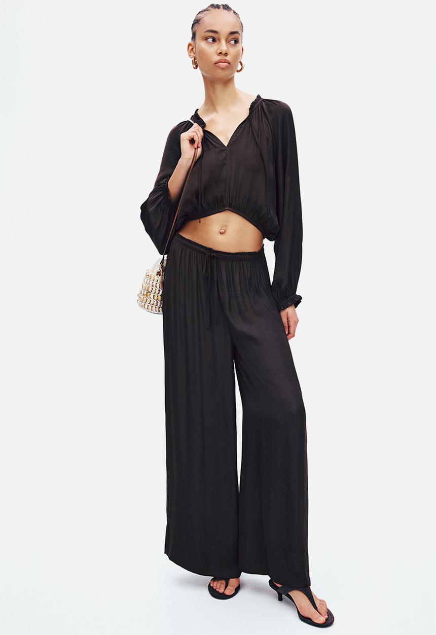H&M - Wide drawstring trousers - dark brown