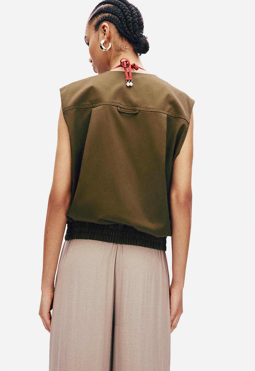 H&M - Wide drawstring trousers - greige
