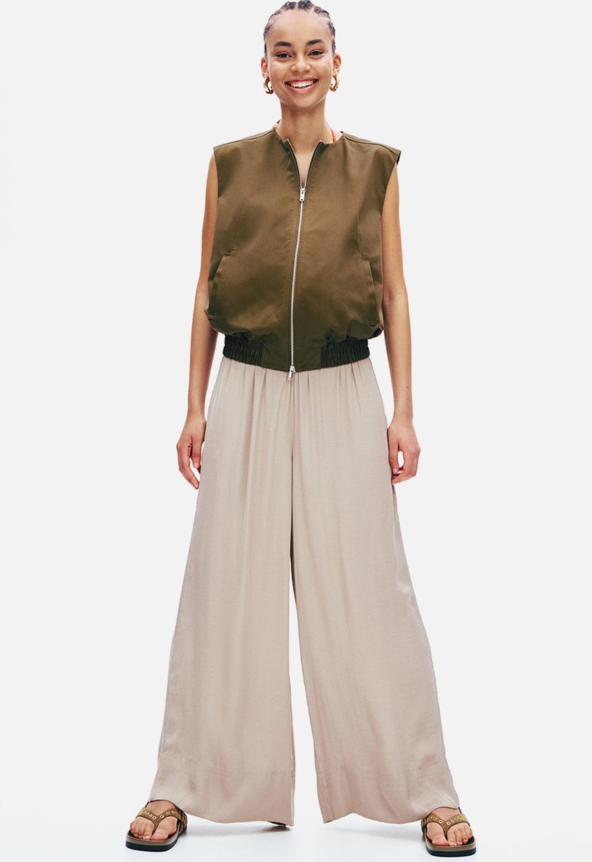 H&M - Wide drawstring trousers - greige
