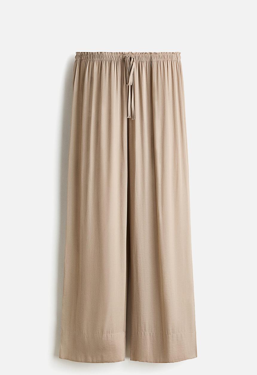 H&M - Wide drawstring trousers - greige