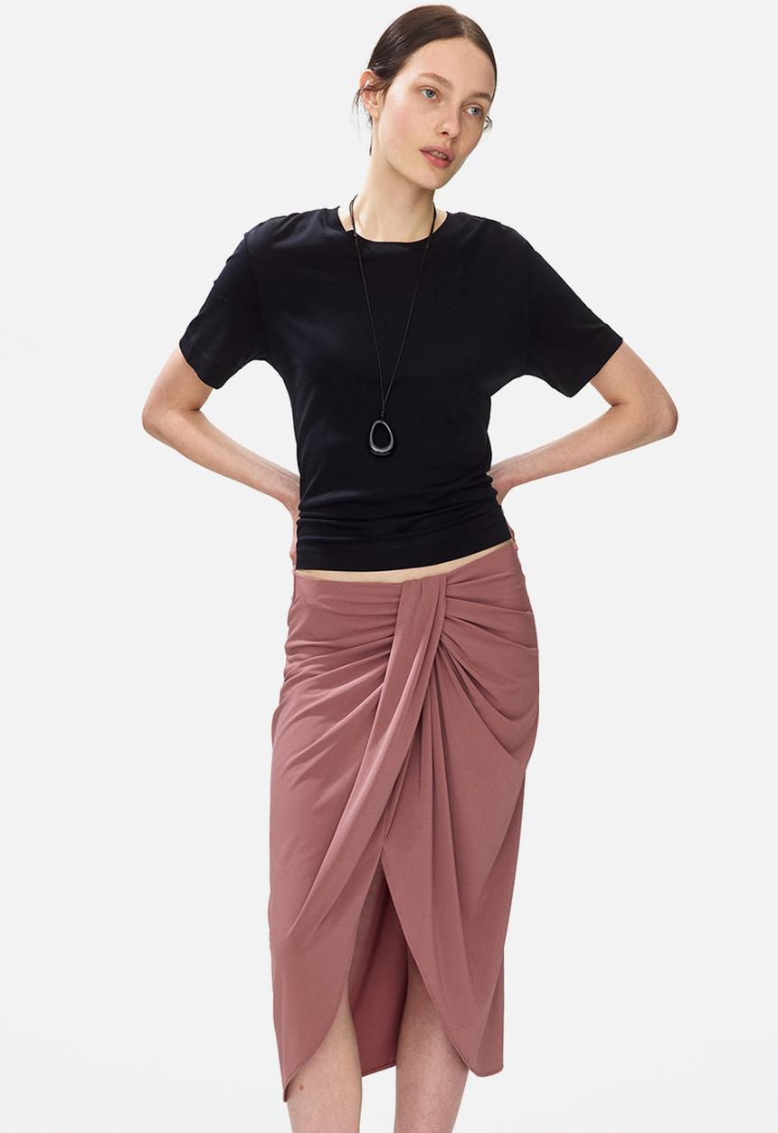 H&M - Draped jersey skirt - dark dusty pink