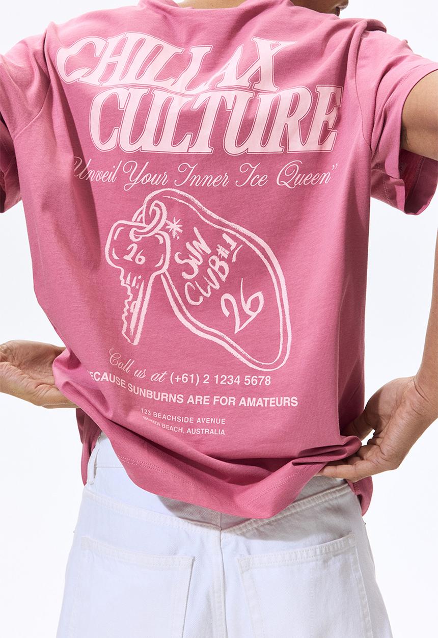 H&M - Printed t-shirt - pink/chillax culture