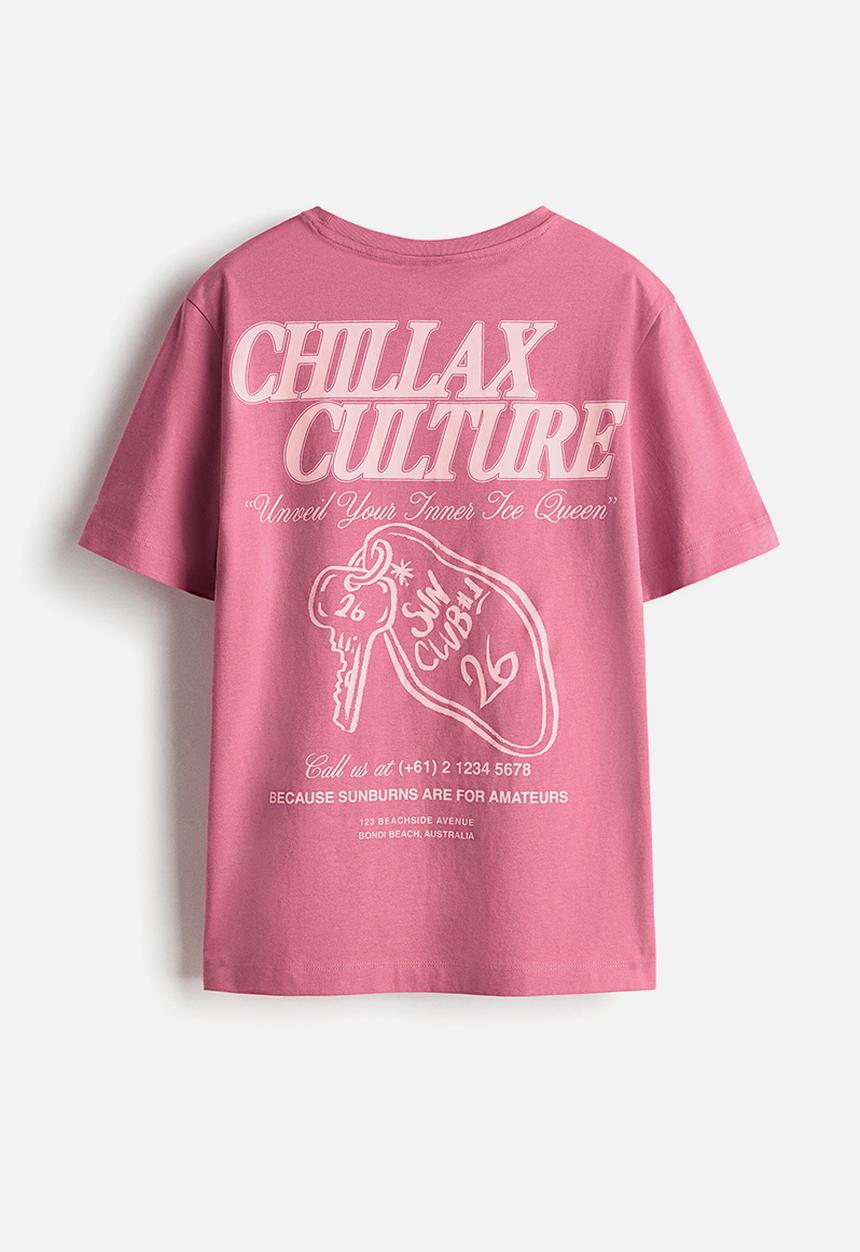 H&M - Printed t-shirt - pink/chillax culture