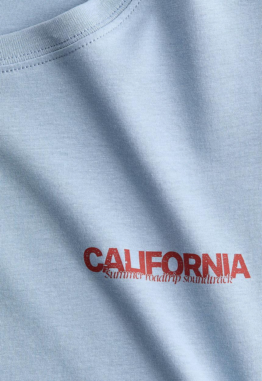H&M - Printed t-shirt - dusty light blue/california
