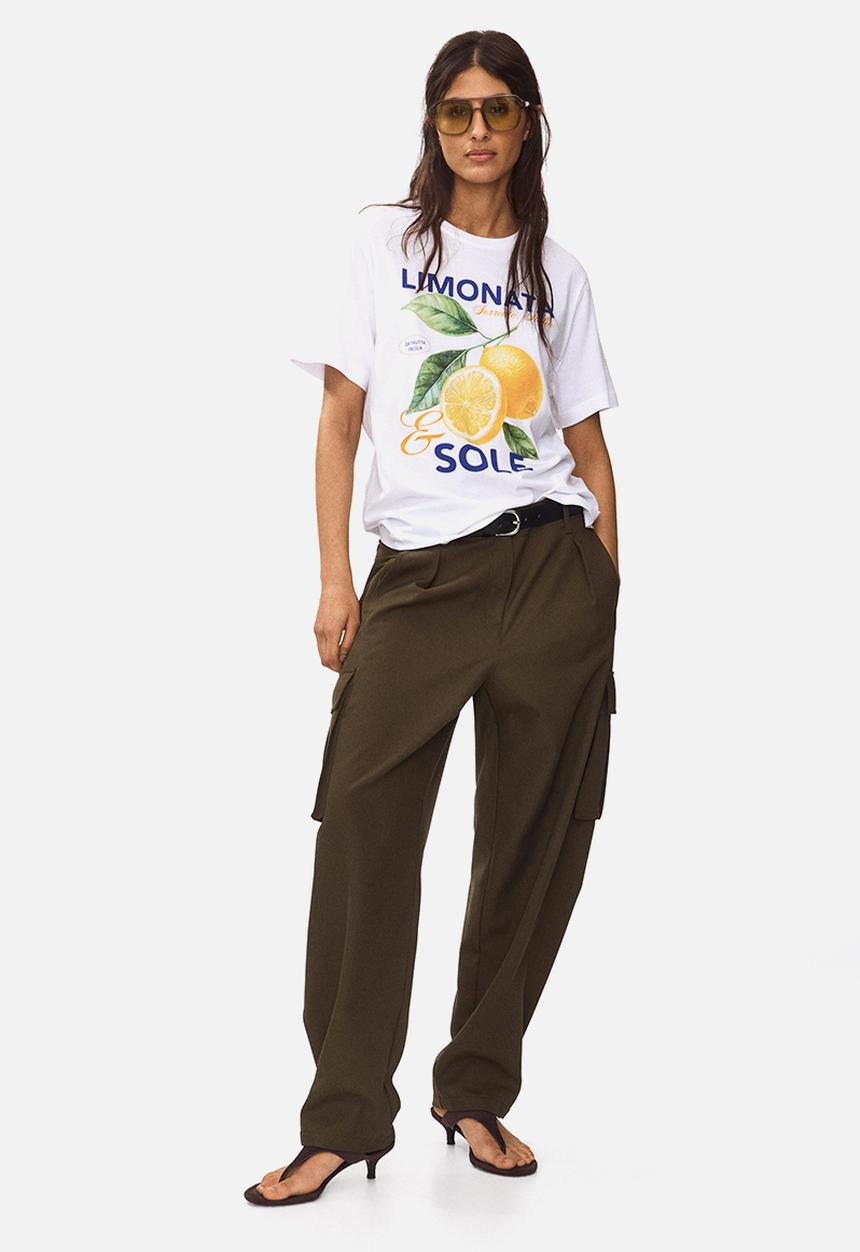 H&M - Printed T-shirt - white/lemons