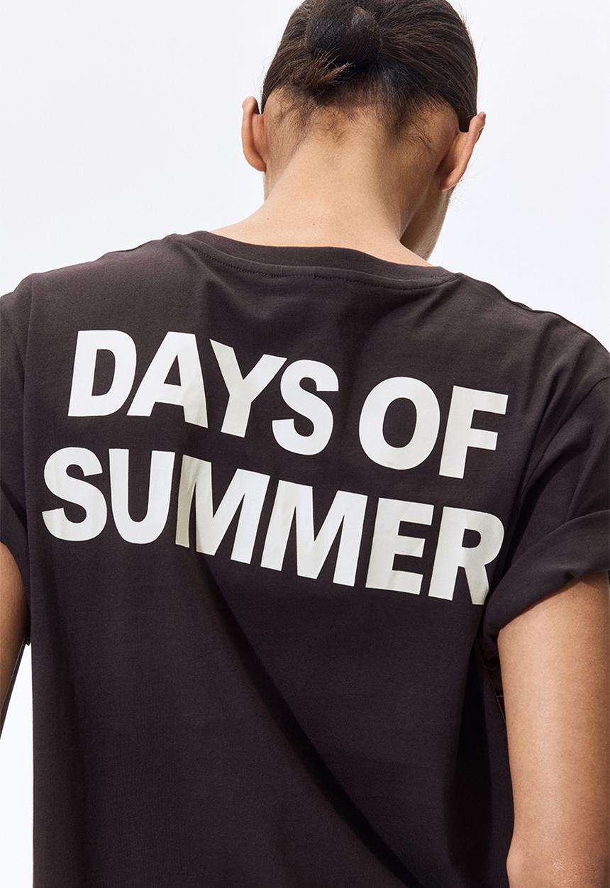 H&M - Printed T-shirt - dark brown/the vacation edit