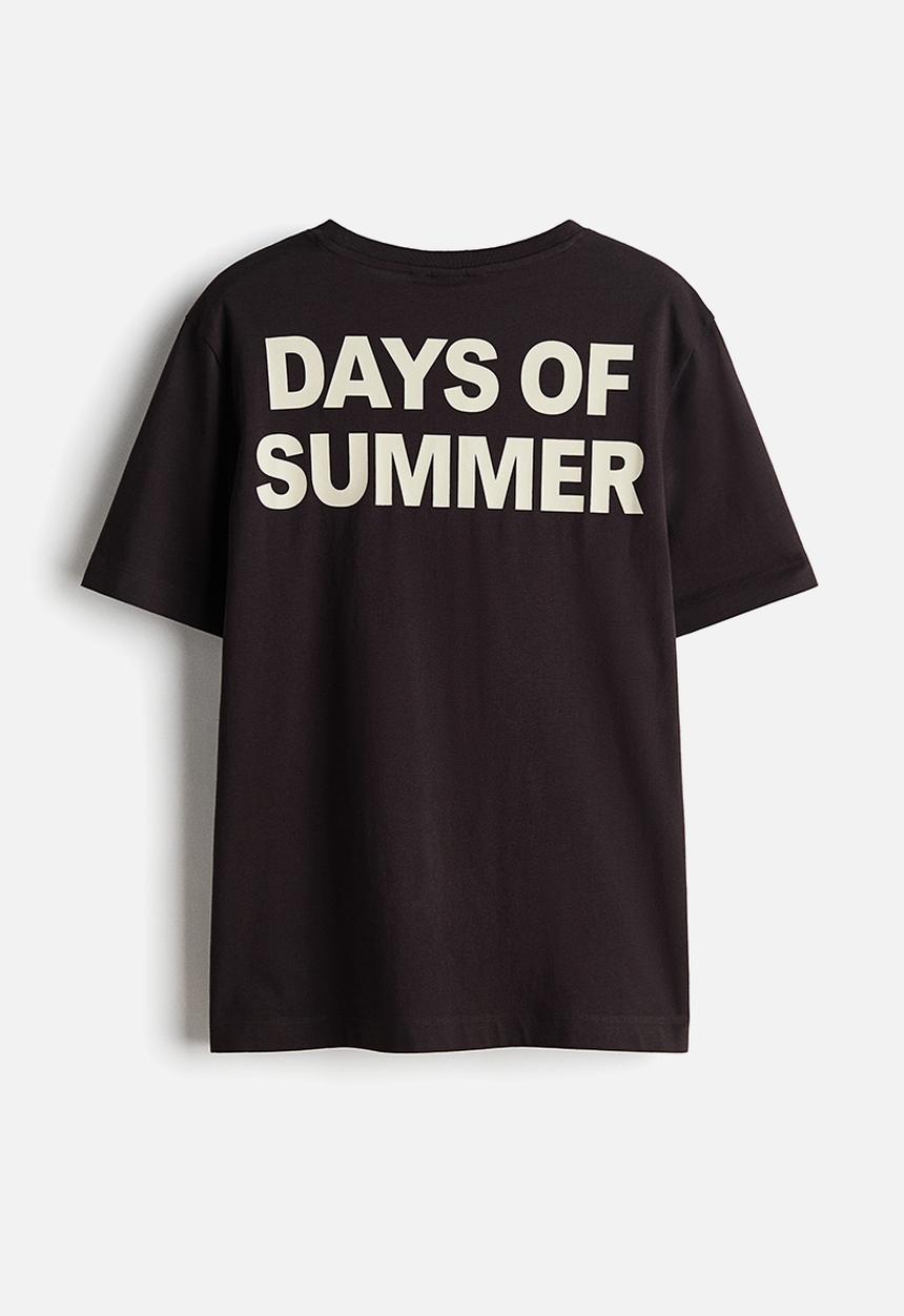H&M - Printed T-shirt - dark brown/the vacation edit
