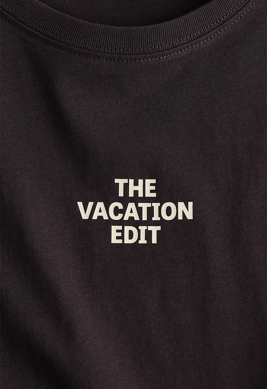 H&M - Printed T-shirt - dark brown/the vacation edit