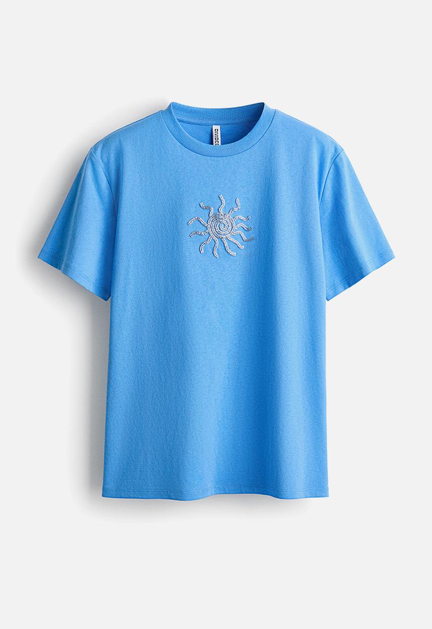 H&M - Motif-detail t-shirt - blue/sun