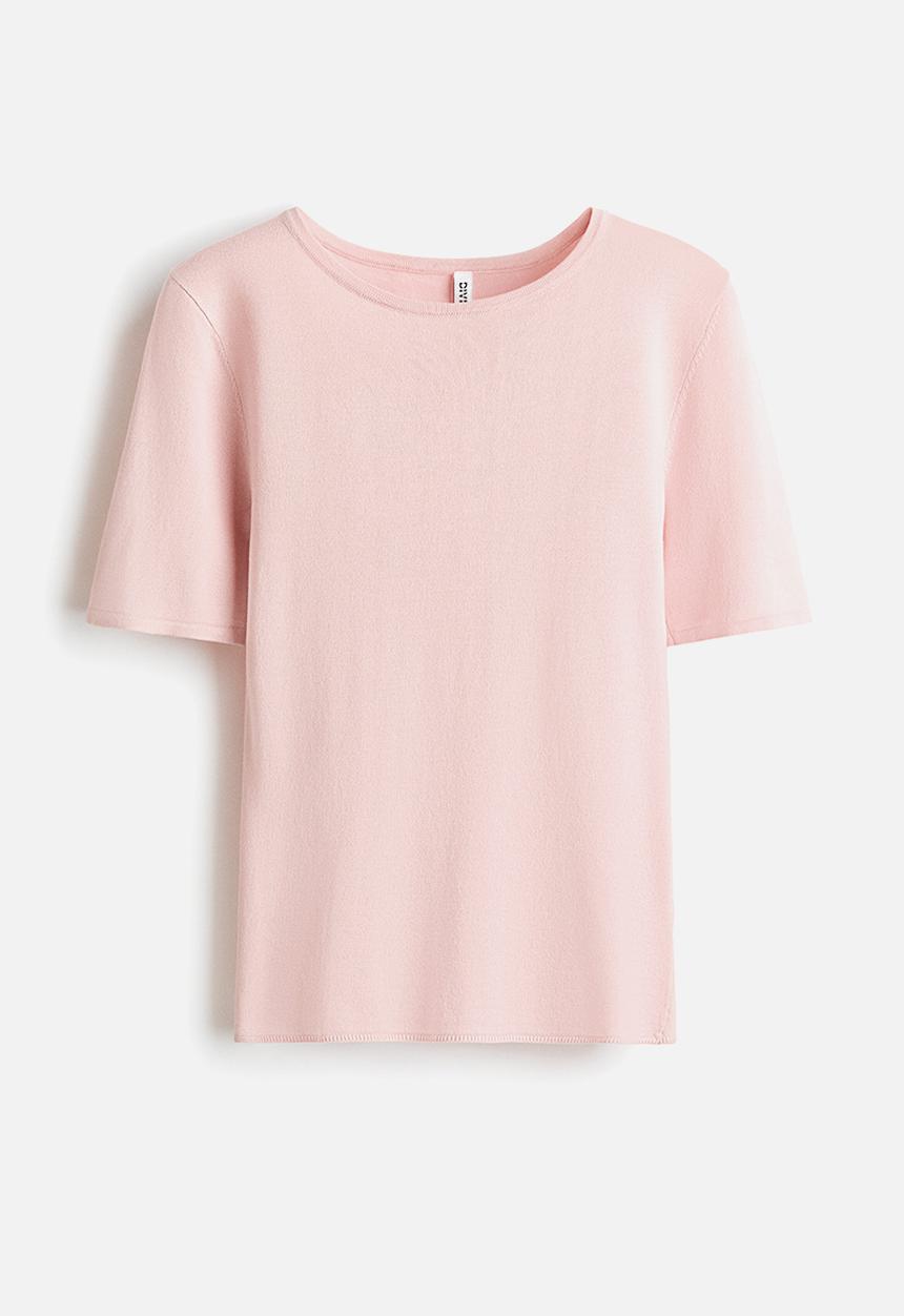 H&M - Fine-knit t-shirt - light pink
