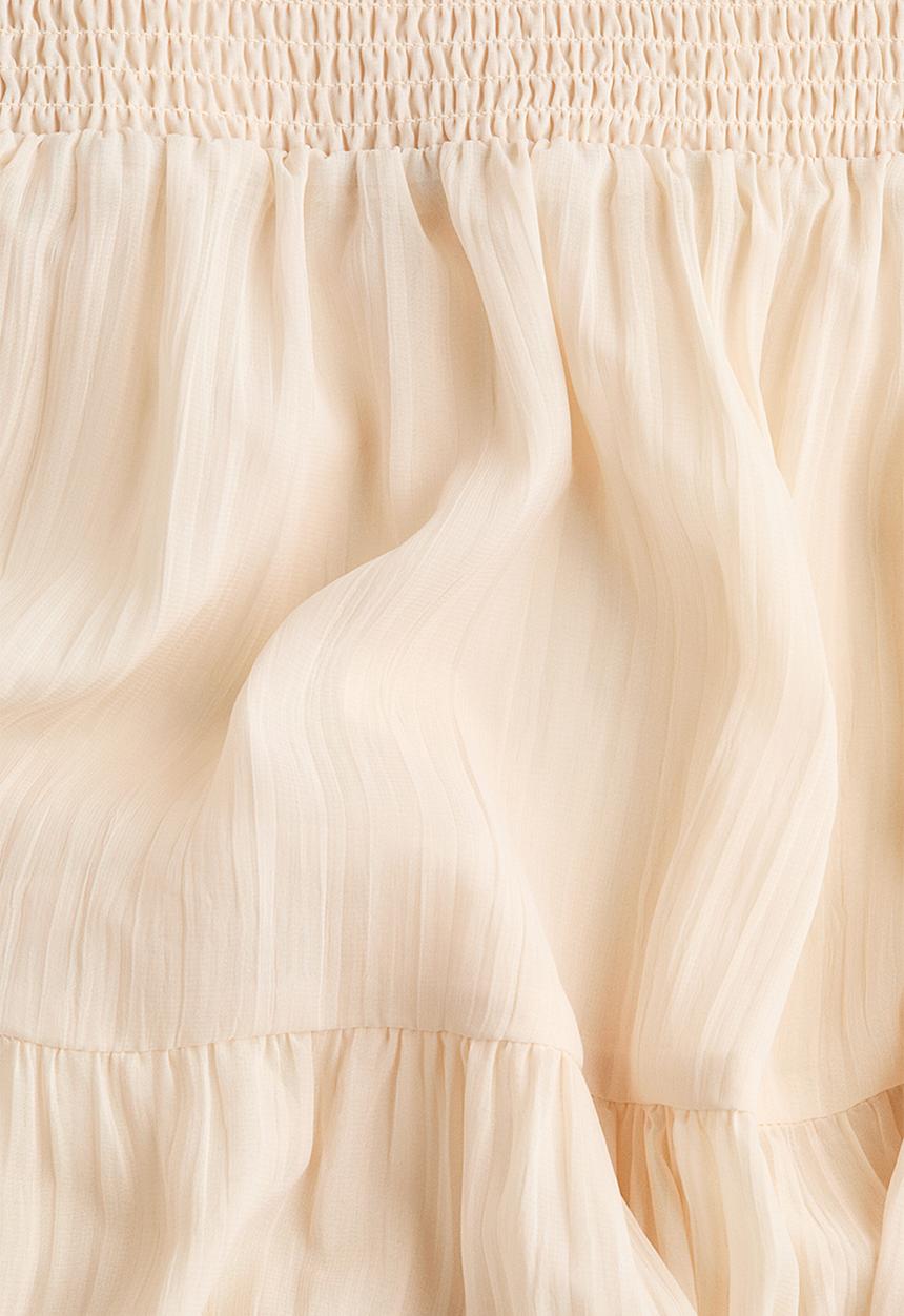 H&M - Smocked chiffon skirt - light beige