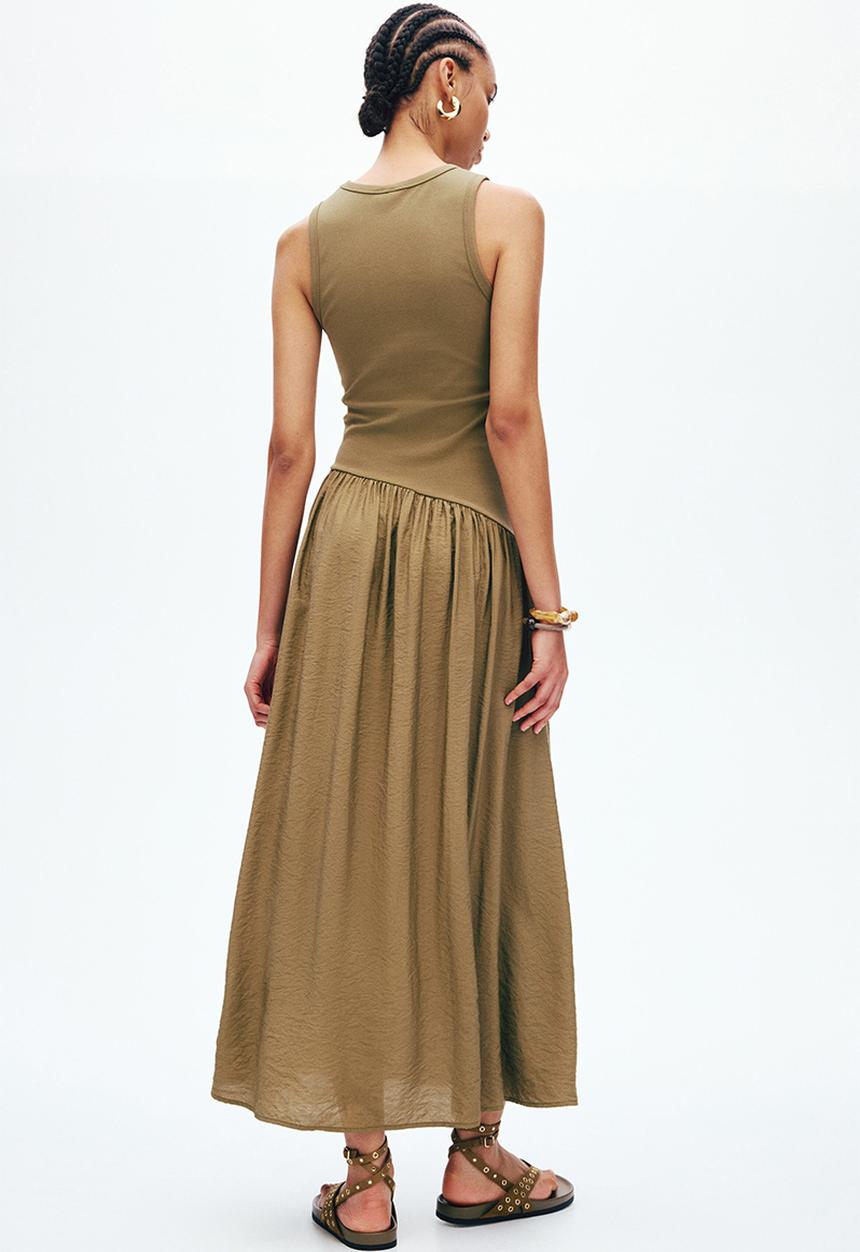 H&M - Flared-skirt dress - khaki green