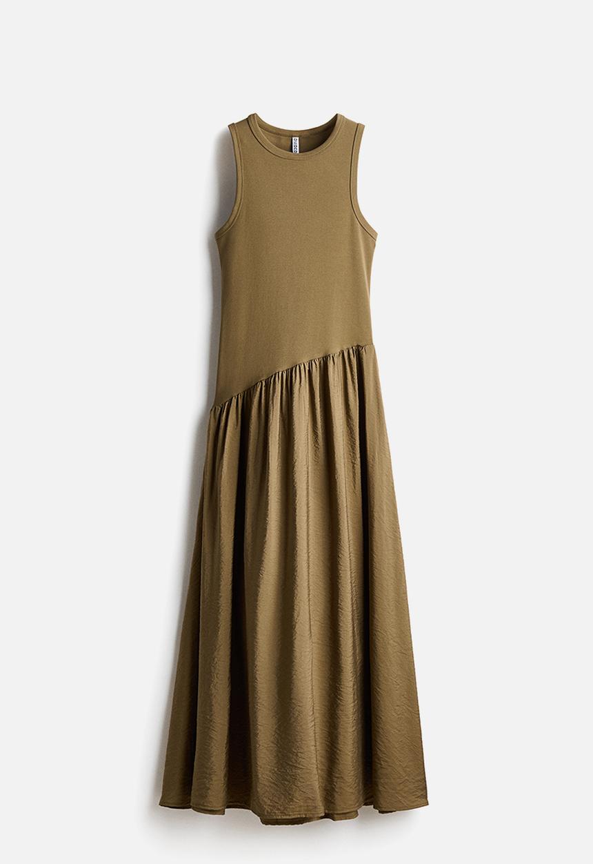 H&M - Flared-skirt dress - khaki green