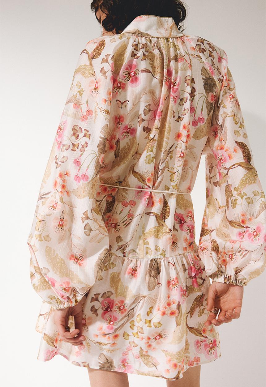 H&M - Short tunic dress - cream/floral