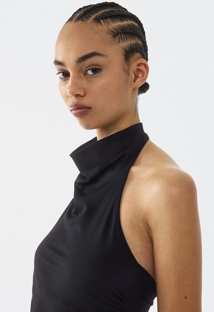 H&M - Gathered halterneck top - black
