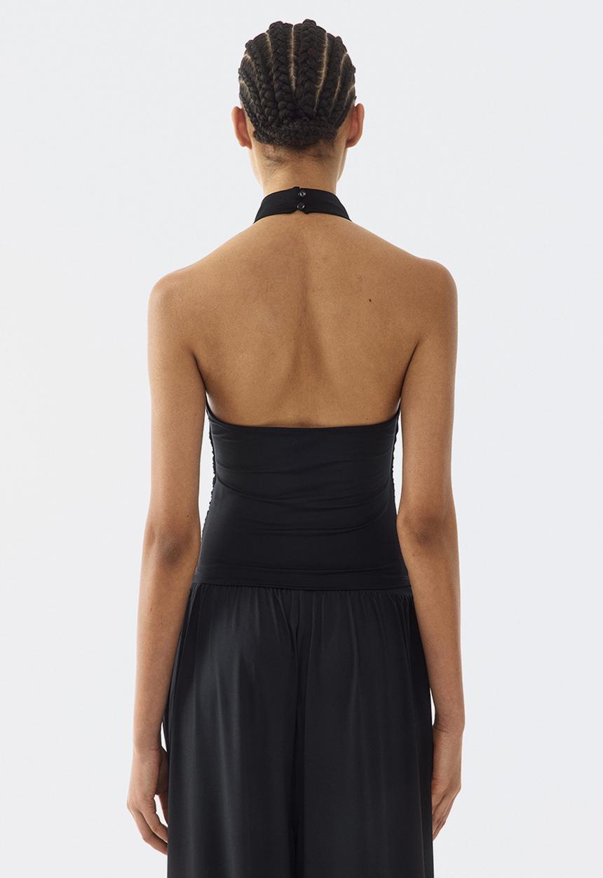 H&M - Gathered halterneck top - black