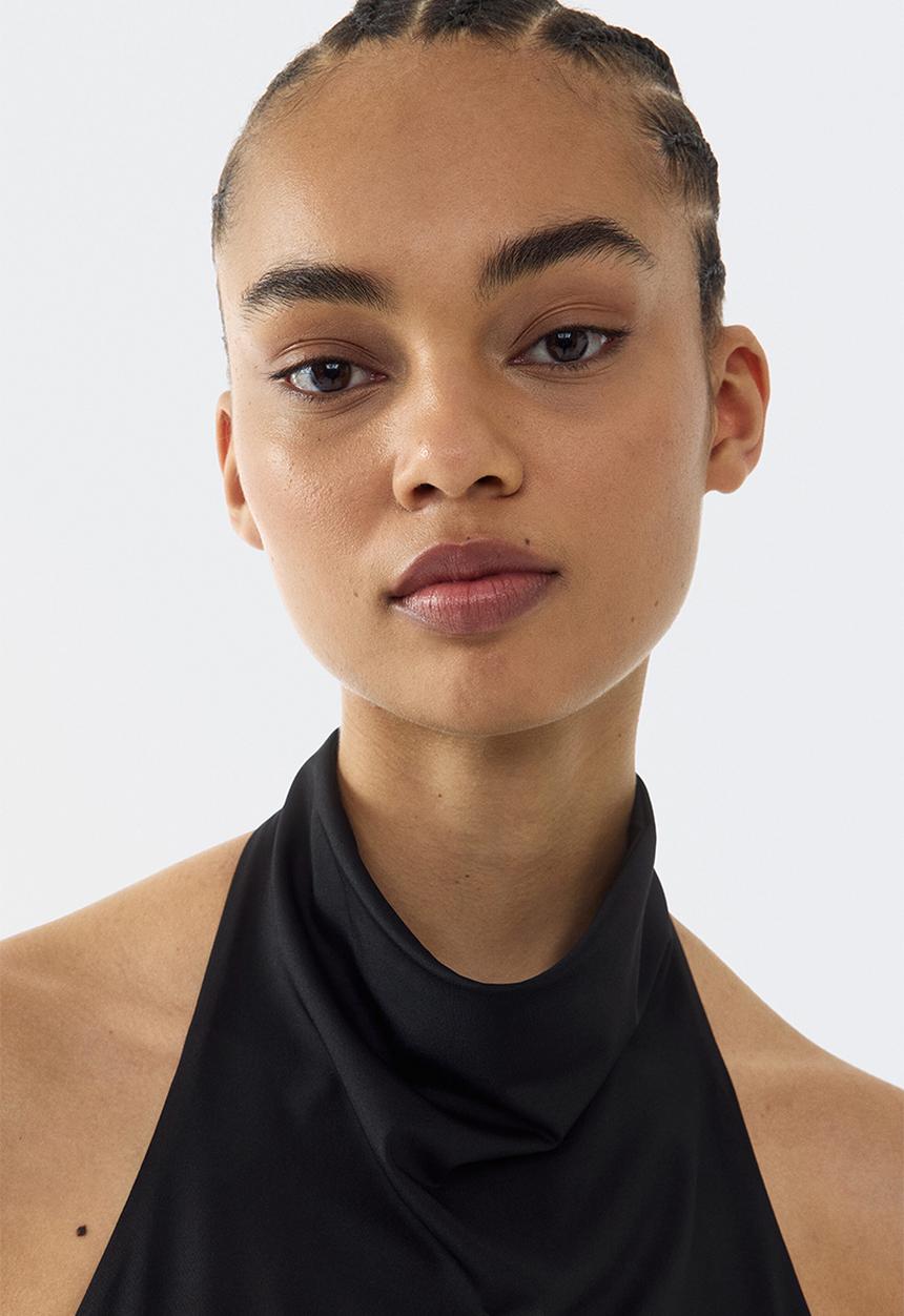 H&M - Gathered halterneck top - black