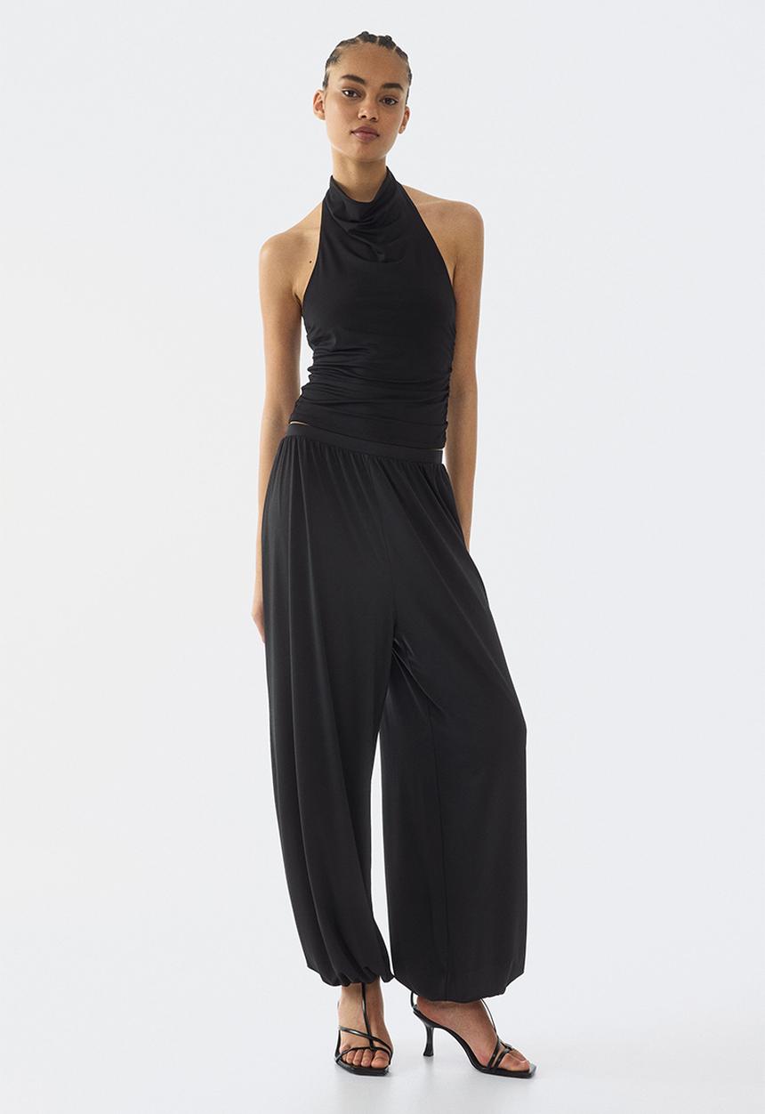 H&M - Gathered halterneck top - black