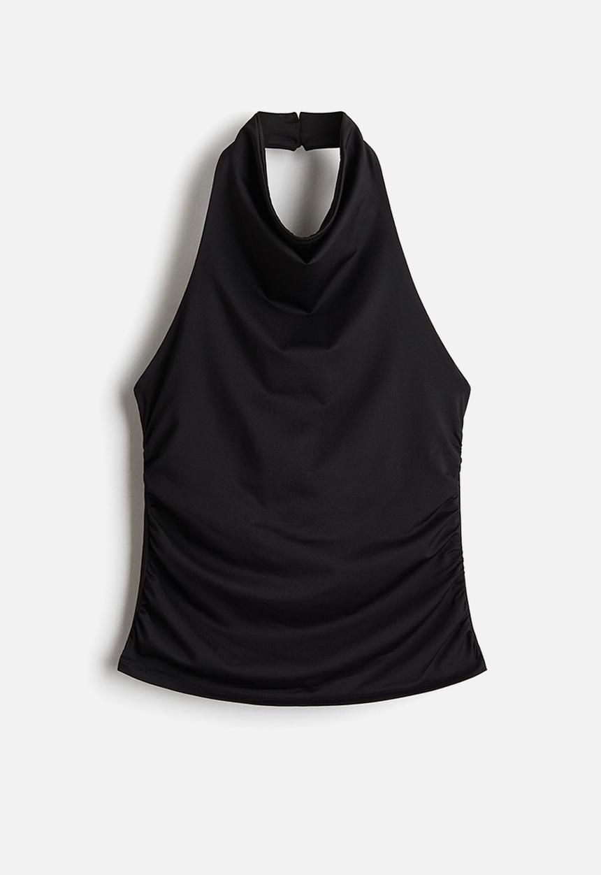 H&M - Gathered halterneck top - black