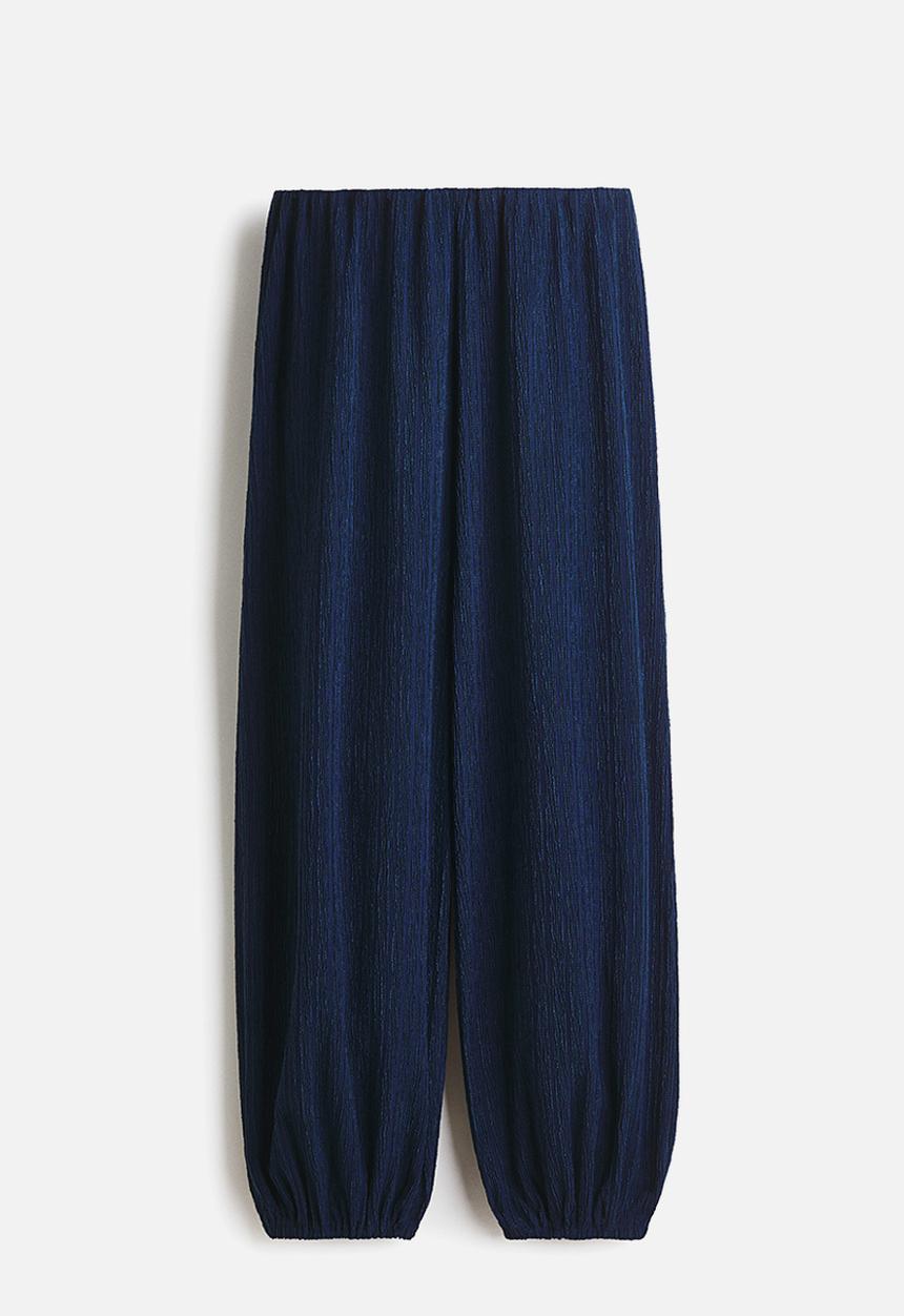 H&M - Crinkled balloon trousers - navy blue