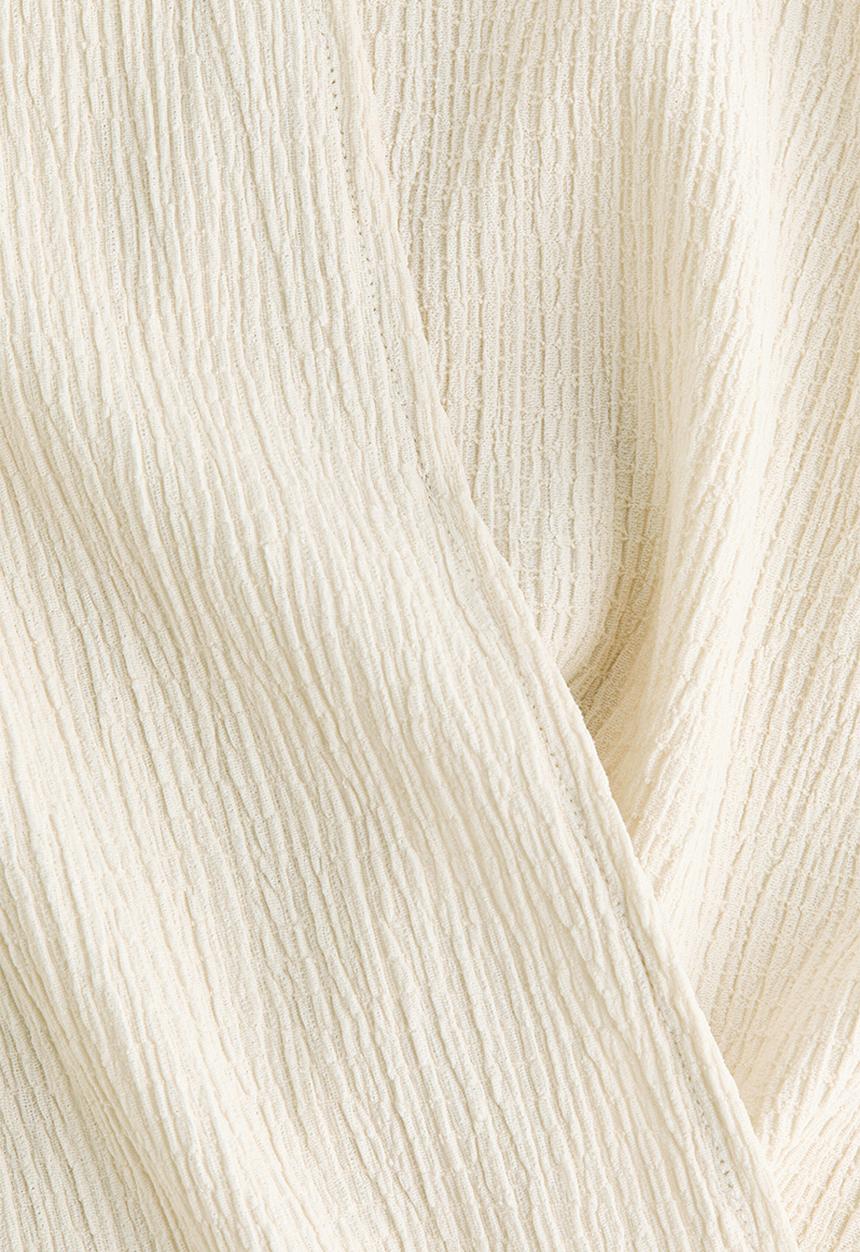 H&M - Wrap-detail crinkled top - light beige