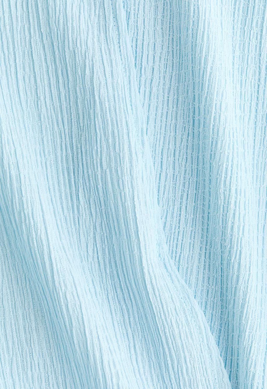 H&M - Wrap-detail crinkled top - light blue