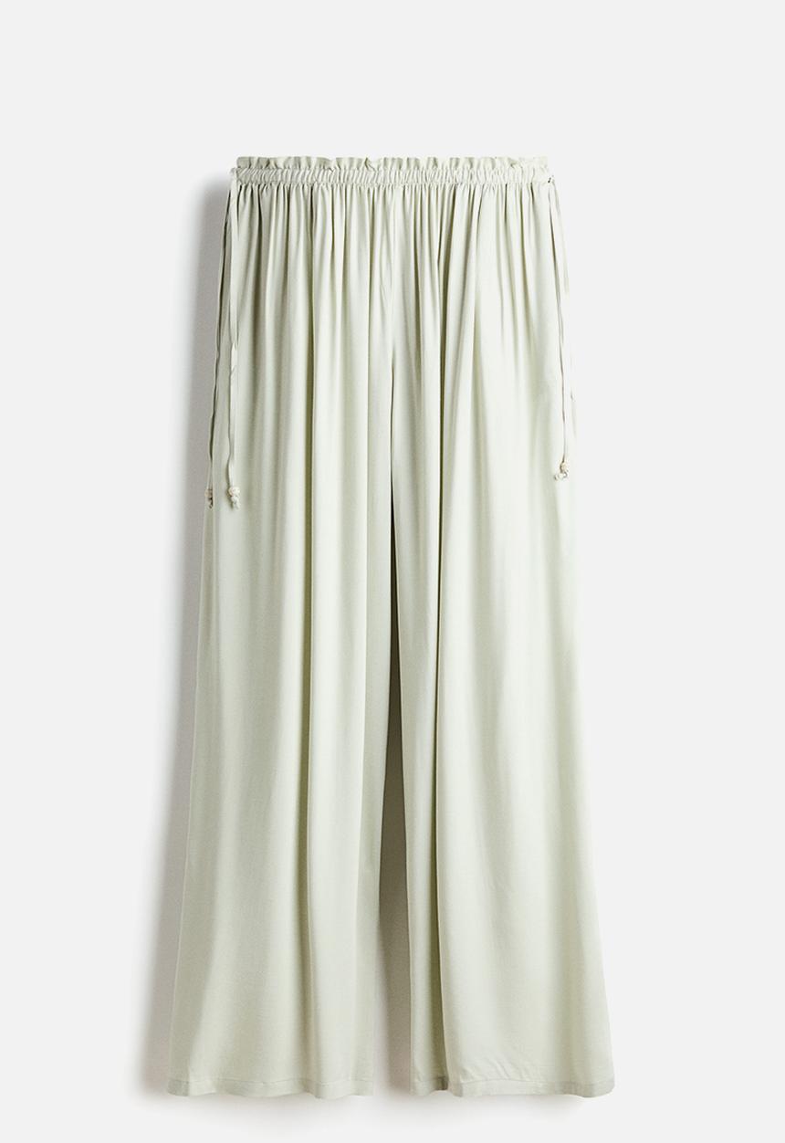 H&M - Wide drawstring trousers - light dusty green