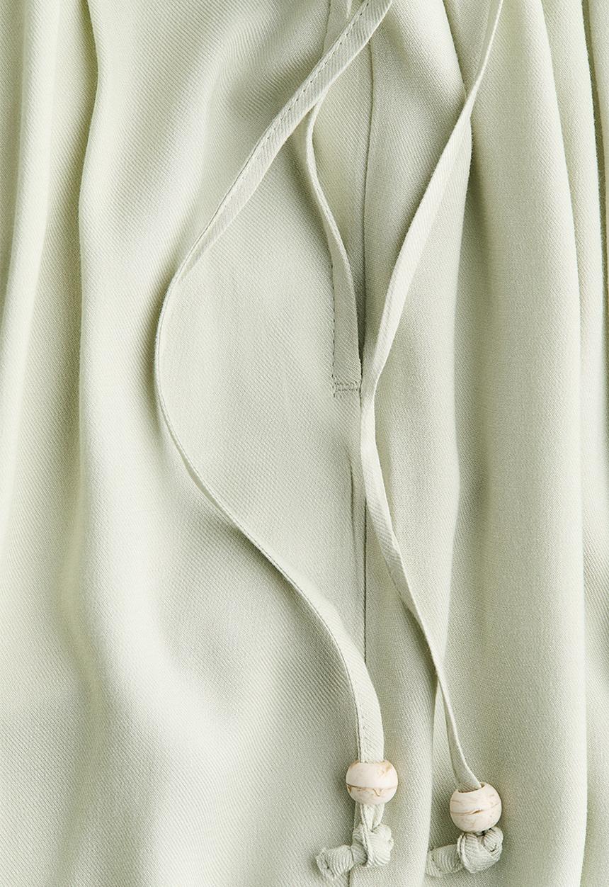 H&M - Wide drawstring trousers - light dusty green