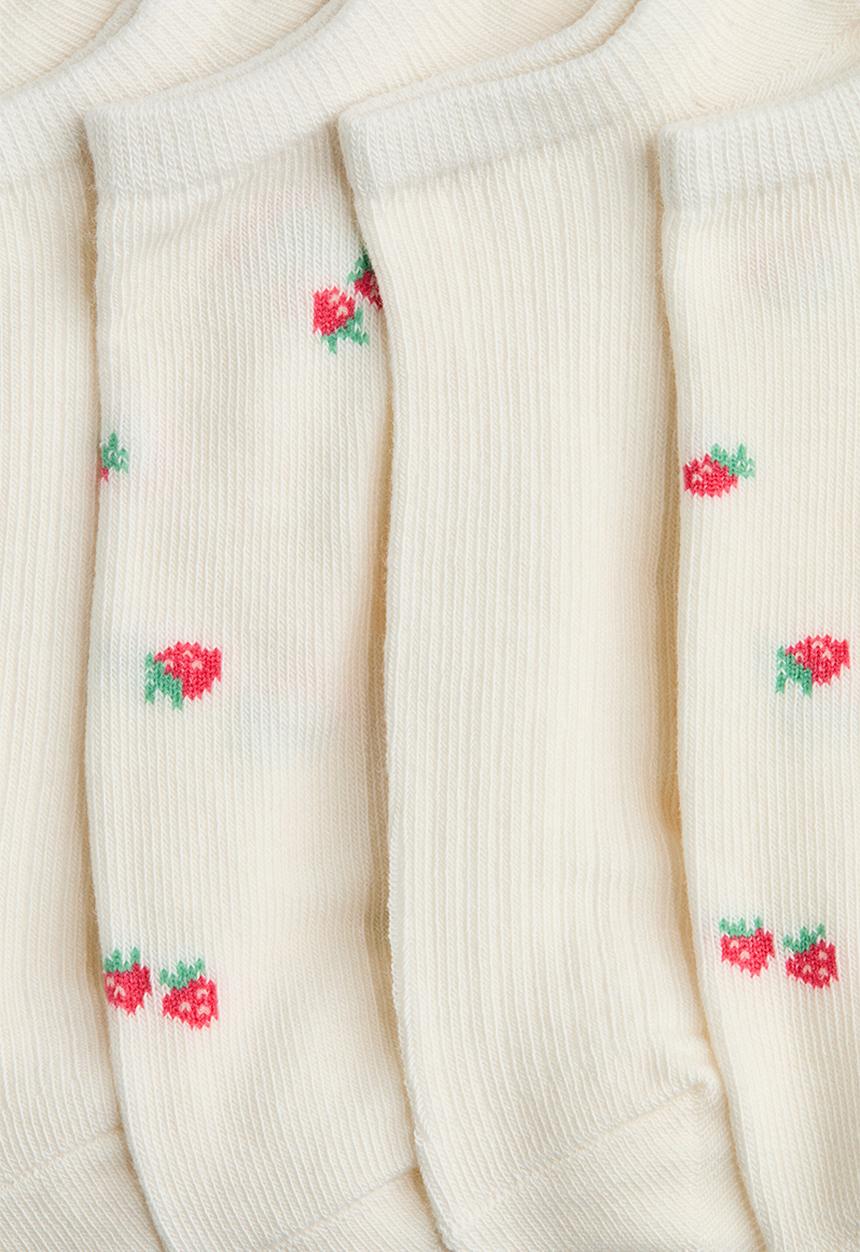 H&M - 7-Pack trainer socks - cream/strawberries