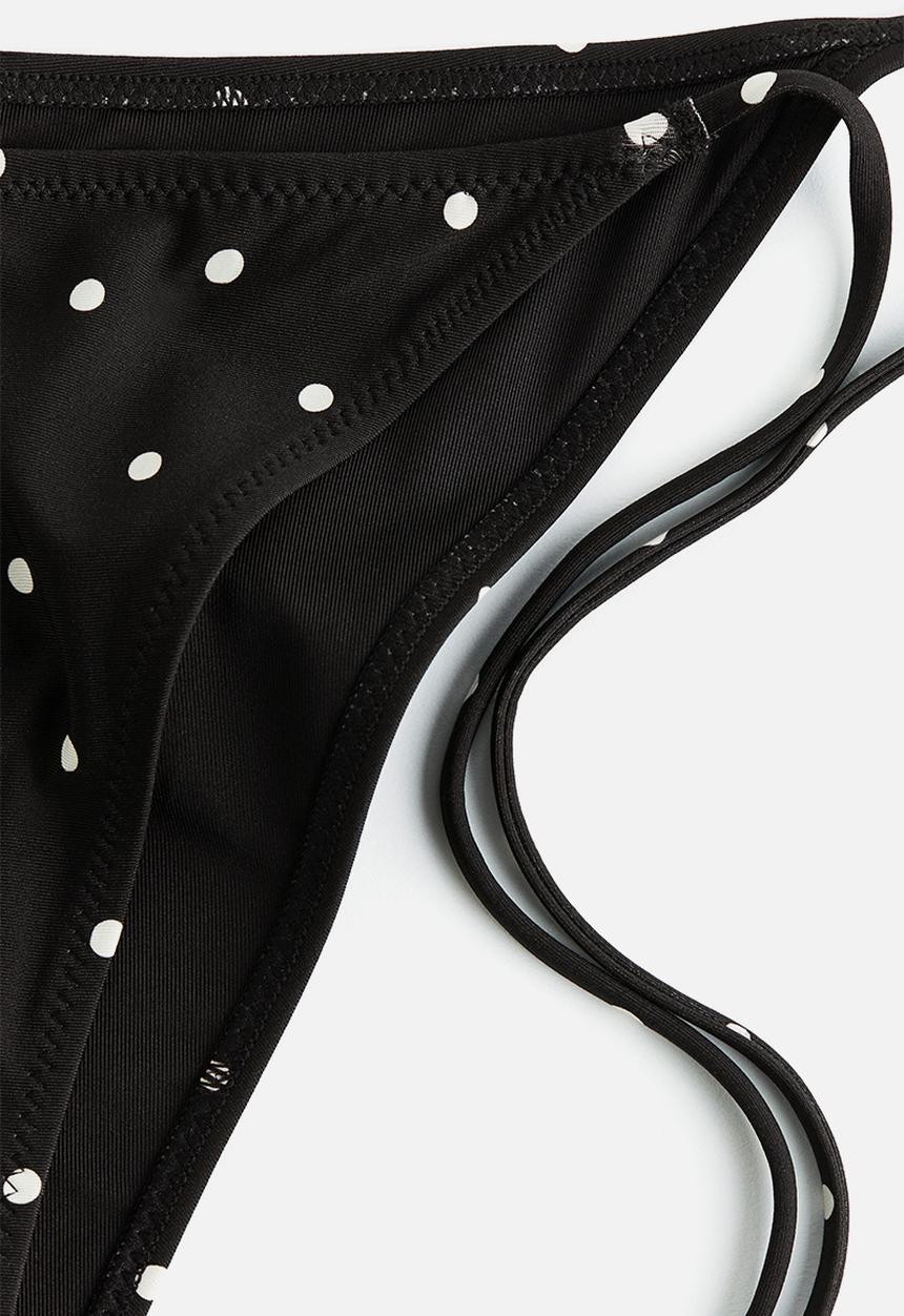 H&M - Tie tanga bikini bottoms - black/polka dots